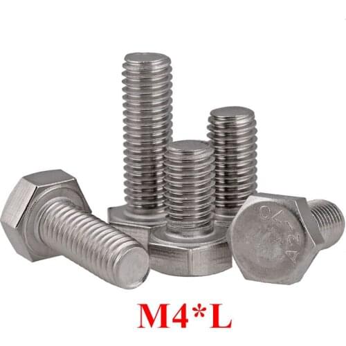 100pcs M4*L Stainless steel External Hex Socket Head Screw 4mm Outer Hexagonal Screw Bolts DIN933