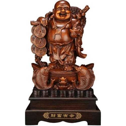 15"LAUGHING BUDDHA STATUE CHINESE FENG SHUI GOOD LUCK MAITREYA BUDDHA SCULPTURE FIGURINES FOR HOME GARDEN DECORATION STATUES