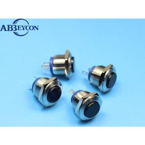 16mm High Round Head Momentary Pin Solder Terminal Black Top Cover Actuator Waterproof Resetable Short Small Push Button Switch