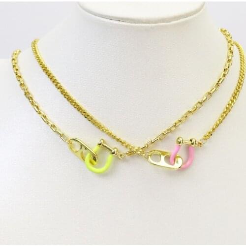 4 Pcs U shape Clasp pendants necklace Twist chain simple jewelry necklace wholesale women jewelry gift 51516