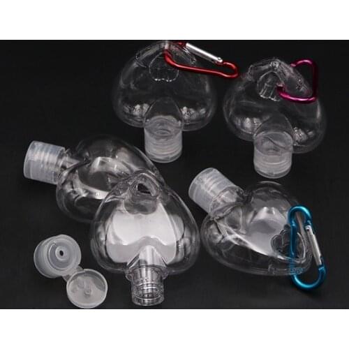 5Pcs 50ml Reusable Portable Heart Alcohol Spray Bottle Hand Sanitizer Travel Small Size Holder Hook Keychain Carrier
