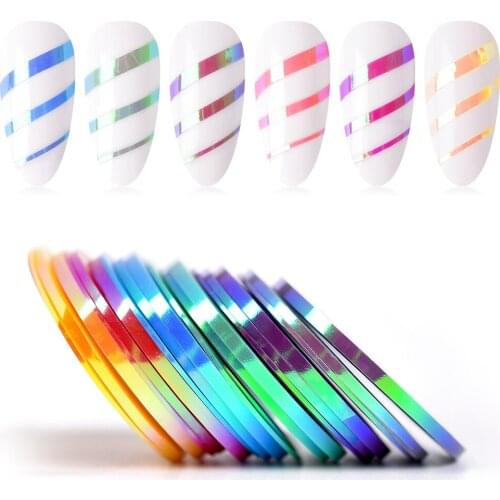 6 Rolls Nail Striping Tape Mixed Color 1MM/2MM/3MM Self-Adhesive Decals Nail Srip Liner Sticker DIY Nail Tips Decoration