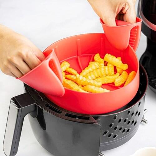 Air Fryer Silicone Pot Bread Fried Chicken Pizza Basket Cake Baking Tray Oven Accessories Baking Dishes Pan Kitchen Supplies