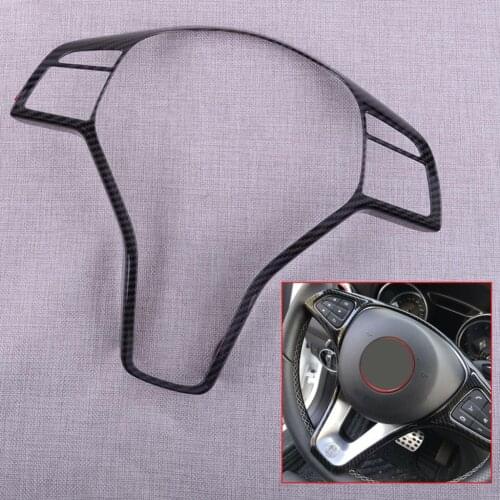Car Carbon Fiber Style Steering Wheel Trim Cover Frame ABS Fit For Mercedes Benz A B C CLA GLA GLK CLS W204 W212