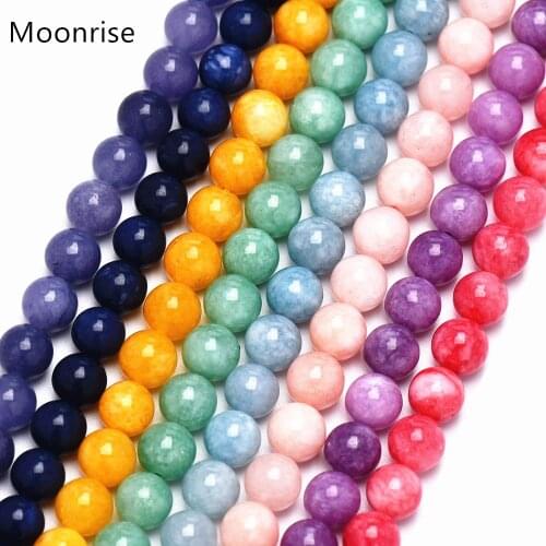 Natural Stone Bead Primary Color Blue Aquamarines Jades 6 8 10 12 14MM Chalcedony Beads Fit DIY Beads For Jewelry Making HK131