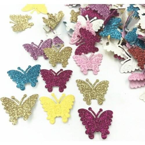 DIY 200pcs Glitter Sequins butterfly Felt Appliques scrapbooking Crafts 27mm