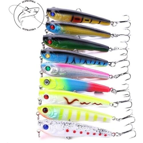 Artificial Pencil Simulation Plastic Hard Bait 9pcs 7cm/6.5g 3D Eyes Wobblers Durable Bionic Bait Anti-corrosion With Sharp Hook