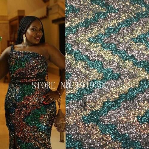 2020 Latest Nigerian Sequins Laces Fabrics High Quality Tulle African Laces Fabric Wedding Dress French Lace Material 5yards