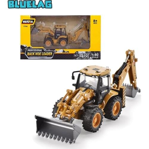1/50 Scale Die-cast Articulated Excavator Backhoe Loader Truck Engineering Vehicle Construction Tractor Alloy Models Toys