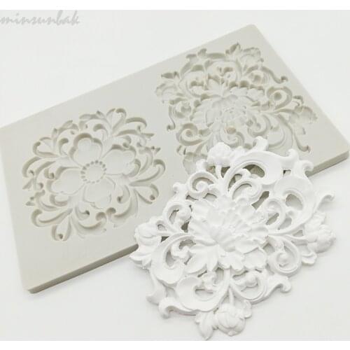 Minsunbak European Classic Floral Relief Silicone Mold Fondant Chocolate Sugarcraft Mould Cake Decorating Tool