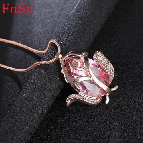 Fnsn Fashion Womens Chokers Necklaces TrendyCharms Crystal flower Necklace &Pendants Gold link Chain Plant Chokers Necklaces Hot