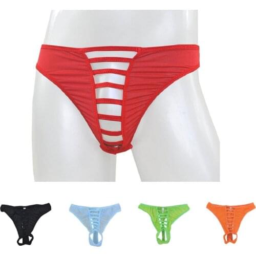 Low-Waist Mens Sexy Underwear Underpants Male Hollow Thong And G-String ZJH075