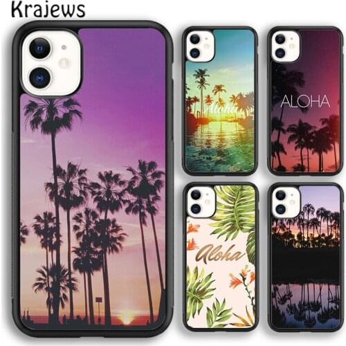 Krajews Aloha Palm Trees soft Phone Case Cover For iPhone 5s SE 2020 6s 7 8 plus X XS XR 11 12 mini pro max coque Shell