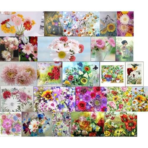 Gerbera 8 14CT 18CT DIY Cross Stitch Embroidery Kits Craft Needlework Set 11CT Printed Canvas Cotton Thread Scenery