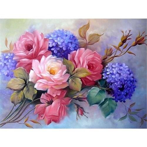 Art Flower DIY Cross Stitch 11CT Embroidery Kits Craft Needlework Set Printed Canvas Cotton Thread Home Decoration Sale