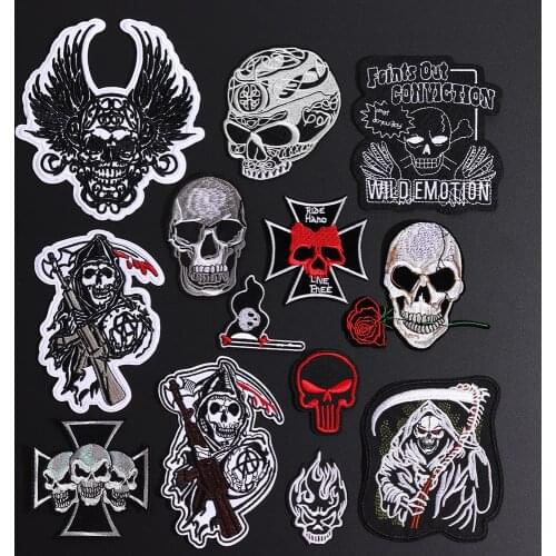 Fine Human skeleton Patches for Clothes Coat Jeans Decor Iron On Skull Appliques 3D Diy Punk Style Bikers Coat Jeans Hat Badges