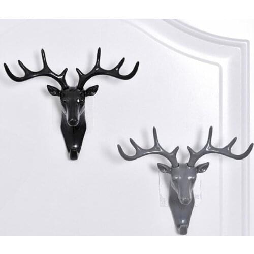Wall Hanging Key Hook Vintage Deer Head Antlers Hanger Home Decor Key Hook Hanger Rack for Hanging Clothes Hats