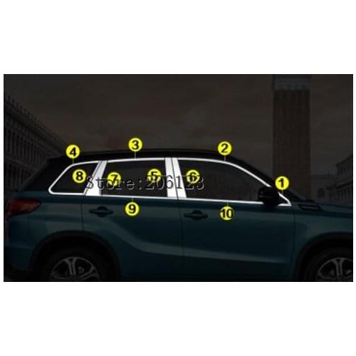 For Suzuki Vitara 2016 2017 2018 body stick stainless steel glass window garnish pillar middle strip trim frame lamp hood parts