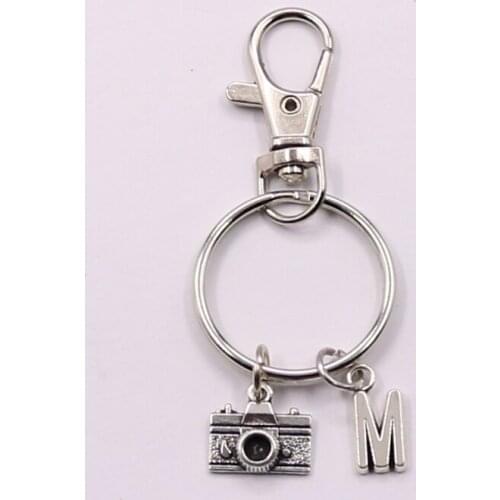 New A-Z Letter Digital Camera DIY Tibetan Silver Pendant keychain personalise keychain Handmade Fashion Jewelry Men Women Gift