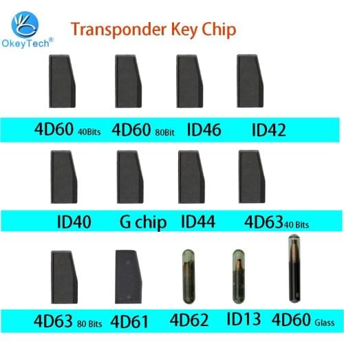 OkeyTech Auto Transponder Remote Car Key Blank Chip 4D ID40 ID44 ID46 ID63 40Bits/80bits ID48 ID60 Glass ID70 ID8E T5 4C G Chip