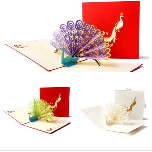 Mothers day Birthday Card Pop Up Greeting Card with Colorful Peacock- Surprise Gift for Birthdays Mother day Wedding