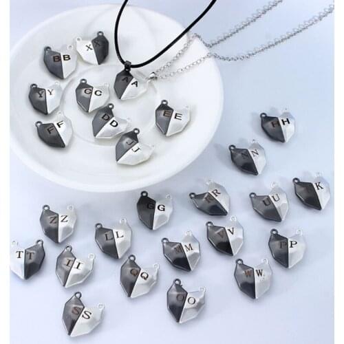 Lettering Couple Love Necklace Wishing Stone Couple Necklace Heart Broken Stitching Necklace Lettering Lucky Stone