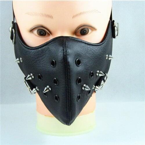 Punk Cosplay Mask PU Leather Face Mask Halloween Party Fun