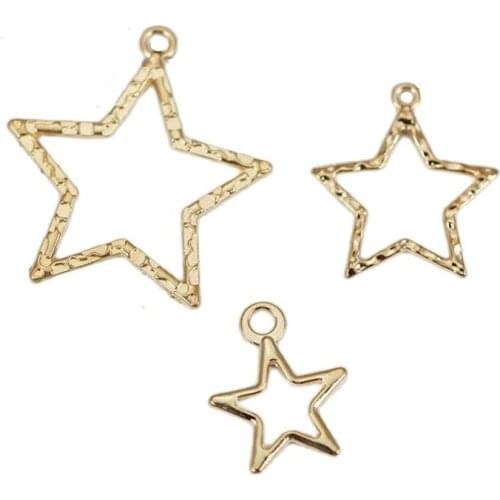 10pcs Metal Gold Charms Stars Shape Pendants DIY Earrings Making Jewelry Findings Handmade Hair Accessories for Women Girls