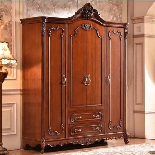 Solid wood wardrobe bedroom furniture antique cherry wood wardrobe