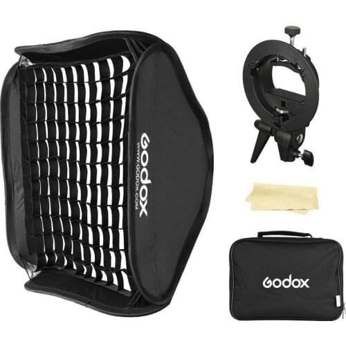 Godox 32"x 32" 80cmx80cm Foldable Portable Softbox with S-Type Bracket Bowens Mount Holder and Honeycomb Grid