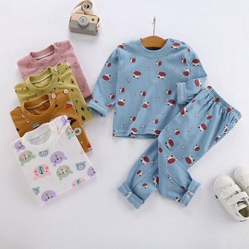 Spring Sets Boy Sleepwear Thermal Underwear Cotton Pants Girls New Born Baby Clothes Kids Clothing Home Wear Children Long Johns