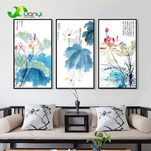 Traditional Chinese Painting Lotus Wall Art Canvas Painting Print Poster Wall Picture For Living Room Home Decor Unframed