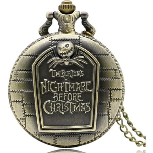 Unique Pocket Watch Vintage Night Mare Design Bronze Large Quartz Pocket Watches for Men Women Reloj De Bolsillo Clock Gifts