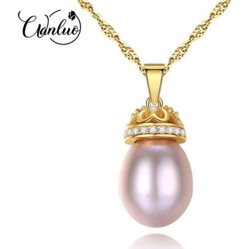 WL 8-9mm Water Drop Freshwater Pearl Pendants Necklaces With 45cm 925 Sterling Silver Chain Birthday Gift for Girlfriend Women