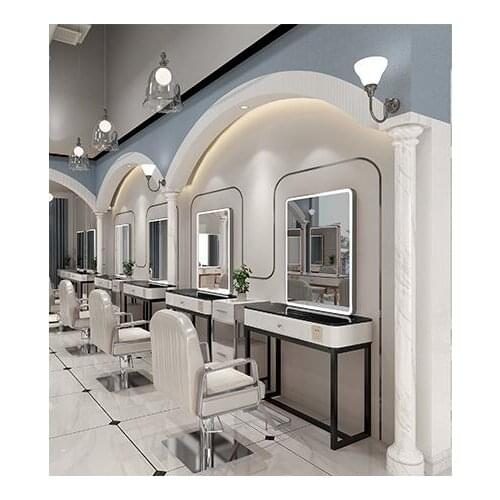 Beauty salon mirror stage net red with lamp barber mirror stage hair salon special single and double-sided mirror with lamp cine