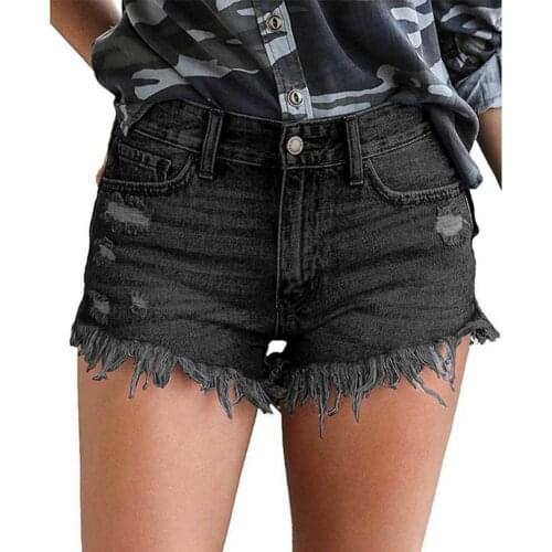 2021 Womens Denim Shorts Frayed Hem Ripped Summer Jeans Short Super Rip Hot Pants with Pockets Ripped Hole Women Jeans Shorts