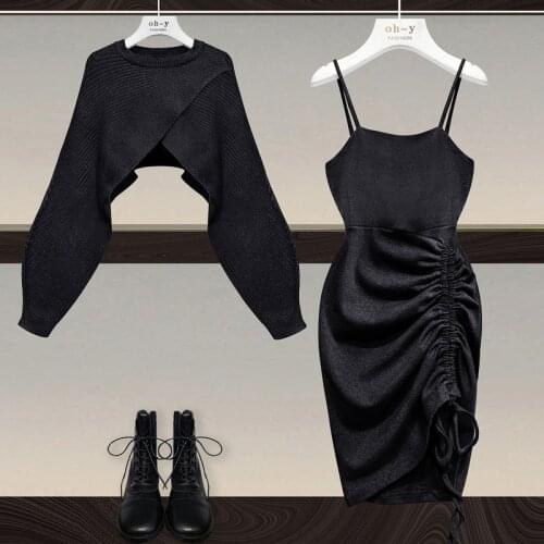 New Female Solid Color Suits 2021 Women Spring Fall Two Piece Set Long Sleeve Round -Neck Shorts Tops and Sleeveee Sexy Dress