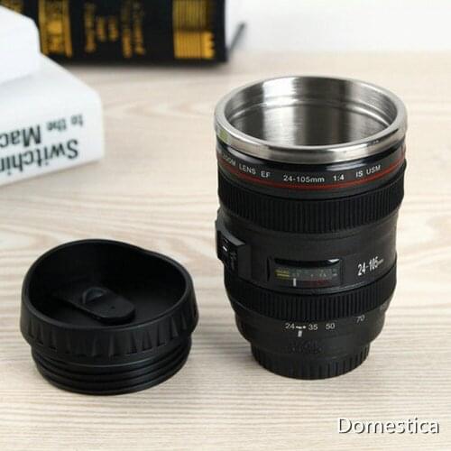 1PCS Stainless Steel Lens Cup White Black Coffee Mugs Creative Gift Coffee Cups 400ML 5 Generation Camera Cup High Quality