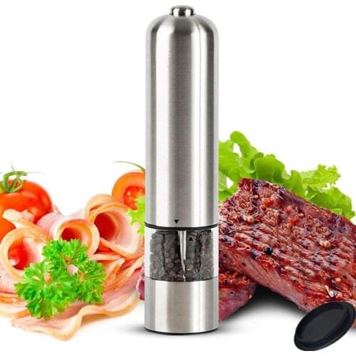 1 Piece Pepper Grinder Stainless Steel Electric Pepper Mill With LED Lights Spice Mill Kitchen BBQ Tools Salt And Pepper Grinder