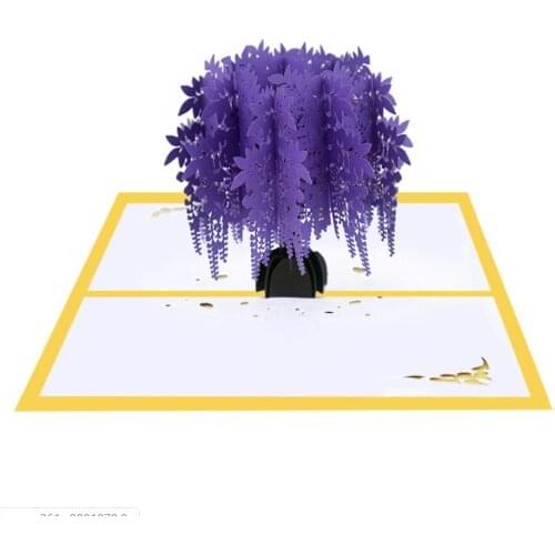 10pcs Handmade Kirigami Origami Wisteria 3D Greeting Cards Invitation card For Christmas Wedding Birthday Party Gift