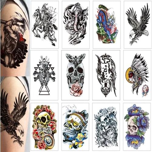 100 Sheets Cool Temporary Tattoo Multi-Style Large Body Back Arm Sleeve Art Handsome Sexy Waterproof Man Woman Stickers