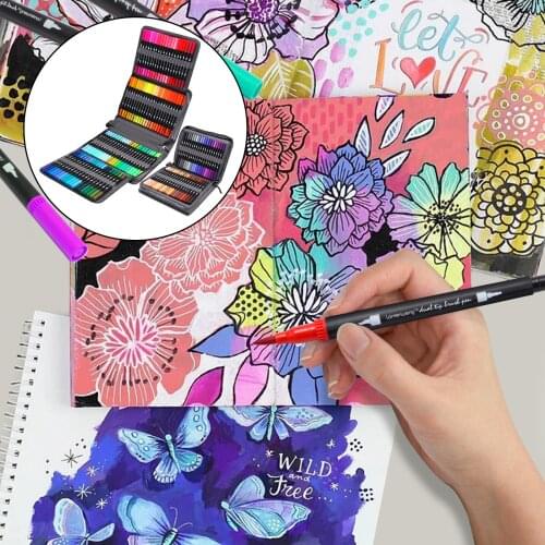 120Color Dual Tip Brush Pen Drawing Paint Markers for Calligraphy Bullet Journal Painting DIY Art Crafts Office School