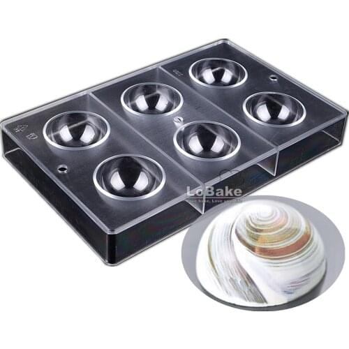 6 cavities 5.5cm diameter 3D half ball shape PC polycarbonate chocolate mold candy mould fondant mousse cake molds DIY bakeware