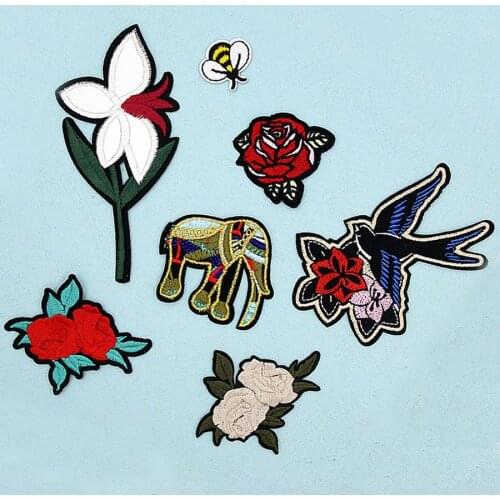 7Pcs Flowers Embroidered Patches Iron on Sticker for Clothes Clothing Applique Embroidery Patches Accessories Kids Sewing BT145
