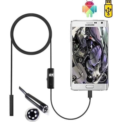 8mm Endoscope Camera 1200P 1.3Mp Flexible IP67 Waterproof Inspection Borescope Camera for Android PC 6 LED Lights