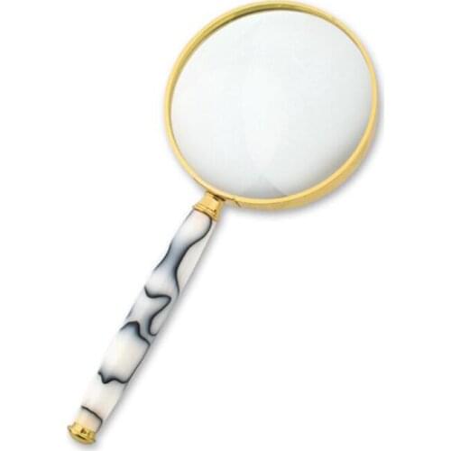 80mm Antique Handle Magnifier 5X Reading Magnifying Glass for Kids and Seniors for Reading Small Print, Books, Inspection, Coins