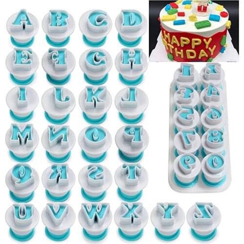 Alphabet Numbers Fondant Cake Mold Cookie Stamp Impress Embosser Cutter Sugar Chocolate Plunger Cake Decorating Tool