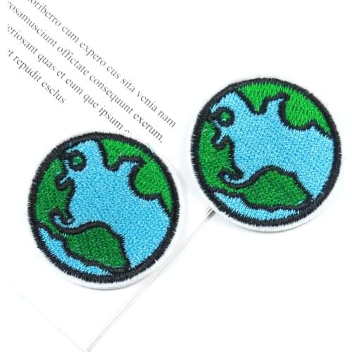 2PCS Green Earth Applique Peace Development Motif Embroidery Patch Iron on Patches for Clothing Environmental Friendly Badge