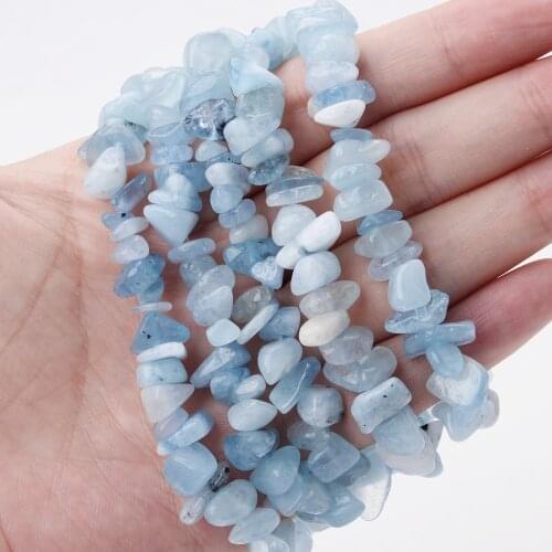 Irregular Aquamarines Beads Gravel Natural Stone Bead for Jewelry Making DIY Bracelet Necklace Handmade Accessories 15'' /Strand