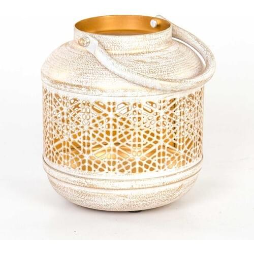 Evistro Decorative Metal Candle Holder Lantern 14CM x 17CM Ivory Color